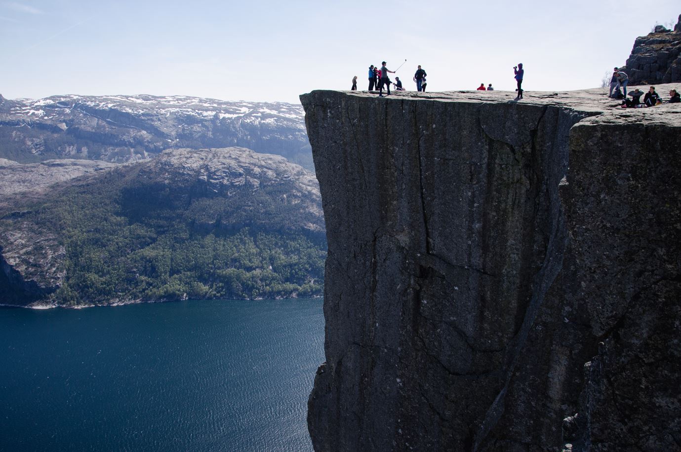 Stone steps on a Norwegian trail above a fjord