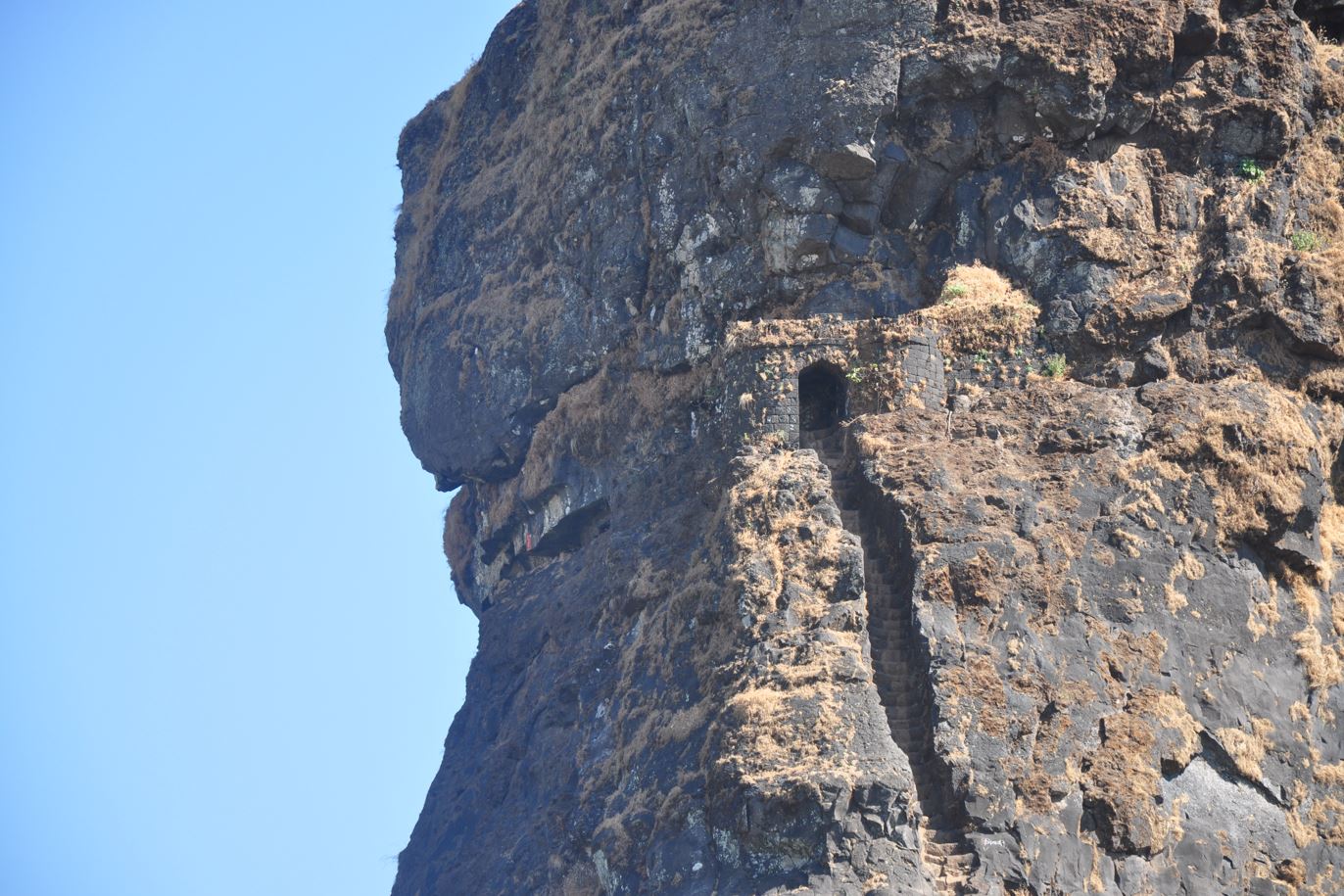 The carved rock steps of Harihar Fort