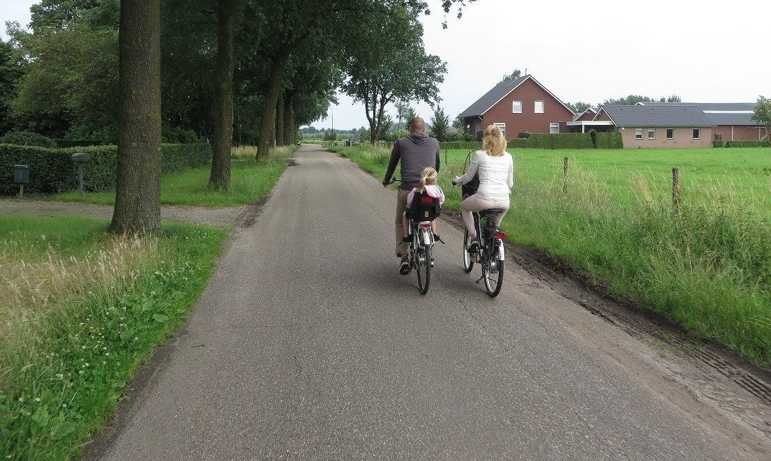 A dedicated cycle path separated from the road